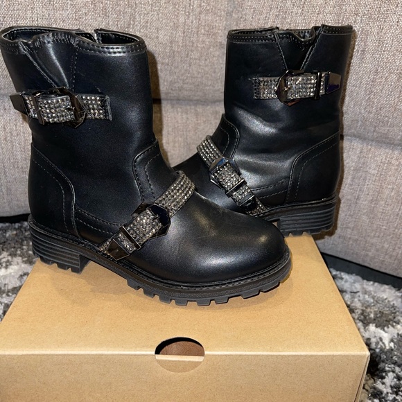 Kidpik Girls Black Moto boots. Size 1 - Picture 2 of 4